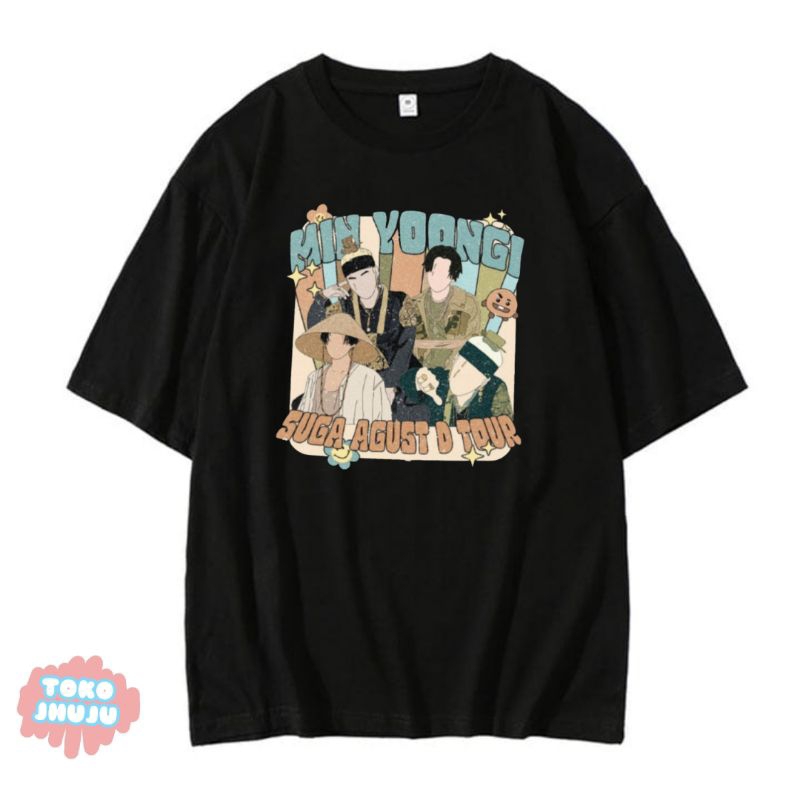 Kaos Min Yoongi Suga Agus D Tour Ilustrasi Kartun