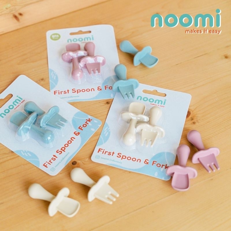 Noomi  First Spoon &amp; Fork / Sendok silicone premium