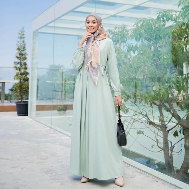 Hazzel Midi Dress Linen Tali Pinggang OOTD Long Dress