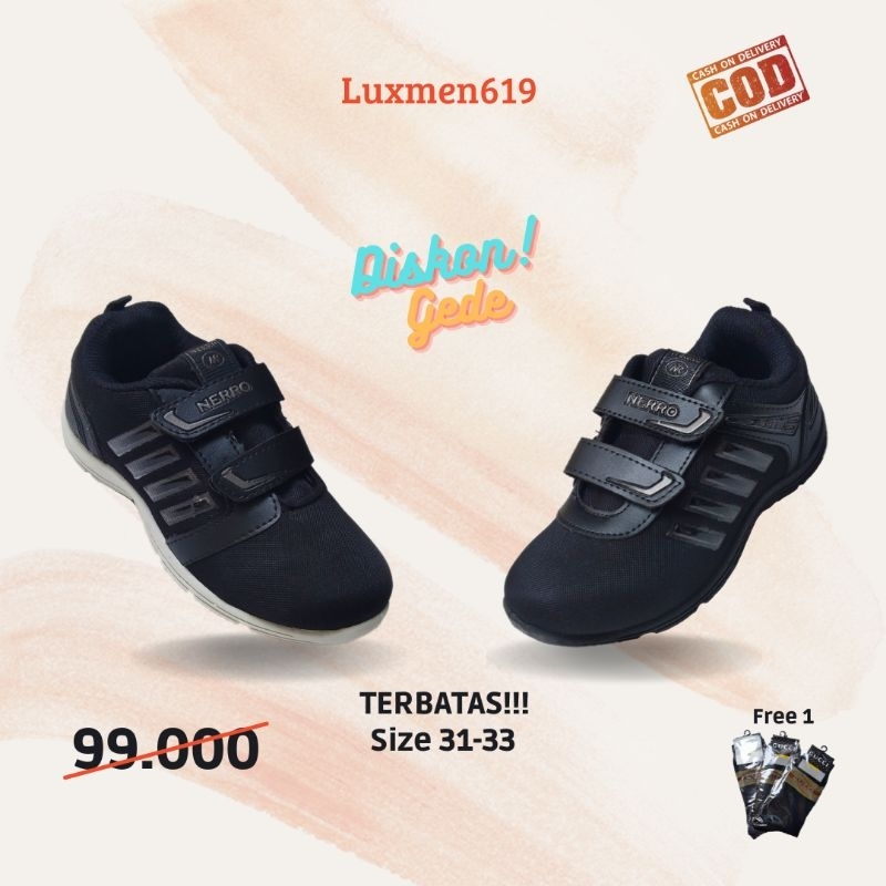 Sepatu Sekolah Anak Tk / SD Laki Perempuan Sepatu Anak Hitam Polos Cewek Cowok