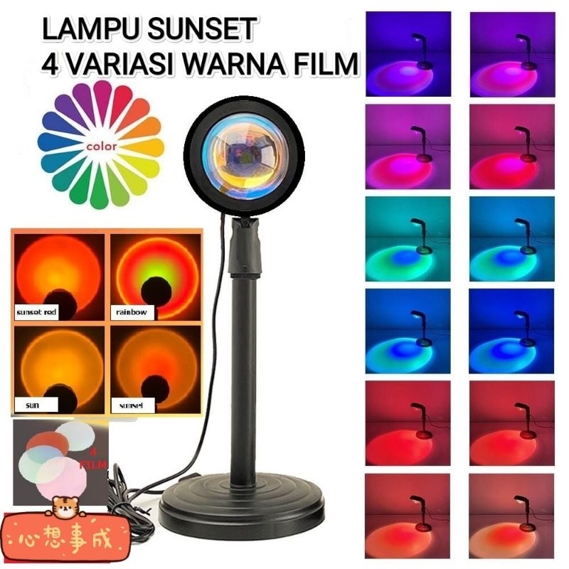 Sunset Lamp Q9 Lampu Tidur Proyektor Led Warna Pelangi Model Matahari Terbenam