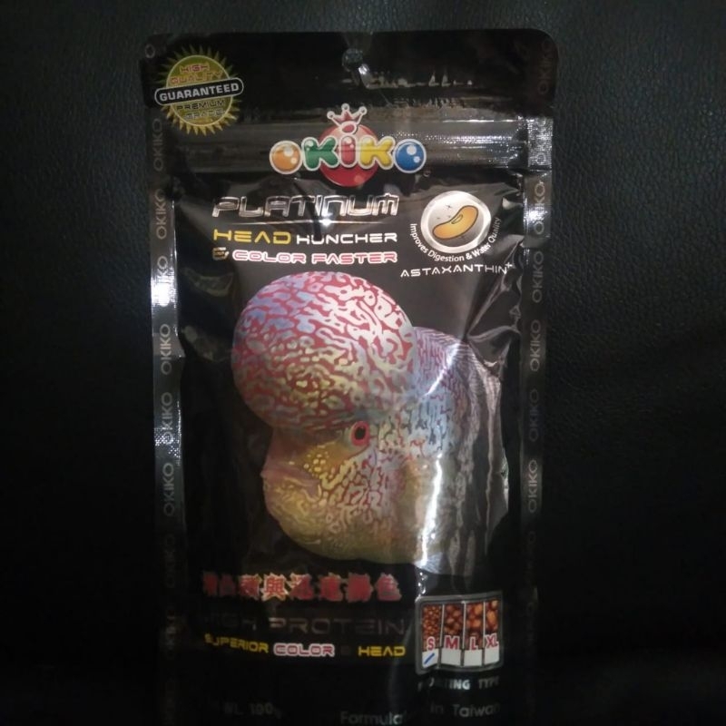 okiko platinum 100gr size s pelet louhan okiko platinum pakan lohan
