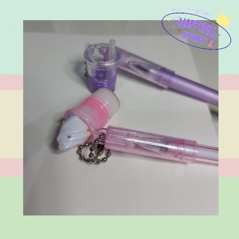 

[Happypillstuff] pulpen bolpoin pen gantungan lucu boba manik-manik minions lotso buah-buahan dumpling astronaut