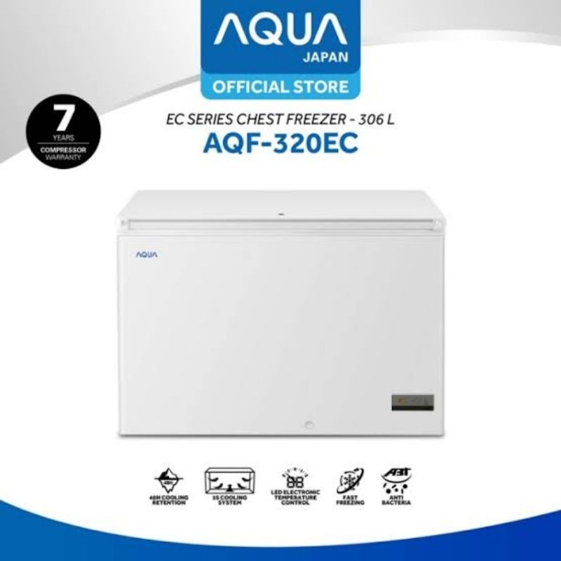 CHEST FREEZER BOX AQUA AQF 320 AQF320 EC 320EC AQF320EC PETI PEMBEKU UNTUK USAHA BISNIS JUALAN TOKO 