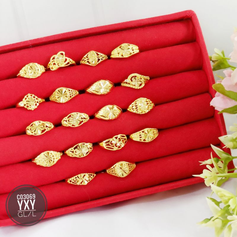 Cincin Yaxiya Dubai warna 24k (MOTIF RANDOM) C03069