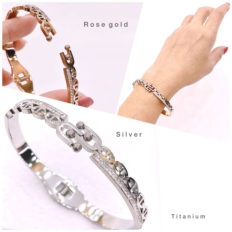 Gelang Titanium Asli kilau mirip emas asli Premium Quality Anti Karat Anti Alergi Bracelet Branded Band Stainless Steel Ori G209