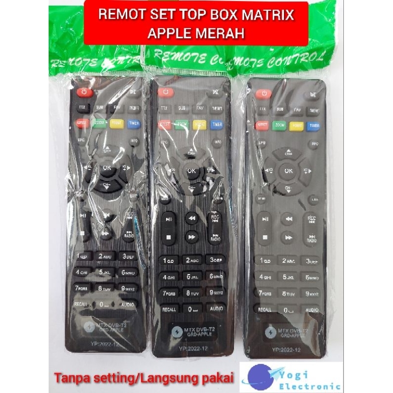 REMOTE SET TOP BOX DVB-T2 MATRIX APPLE HD MERAH