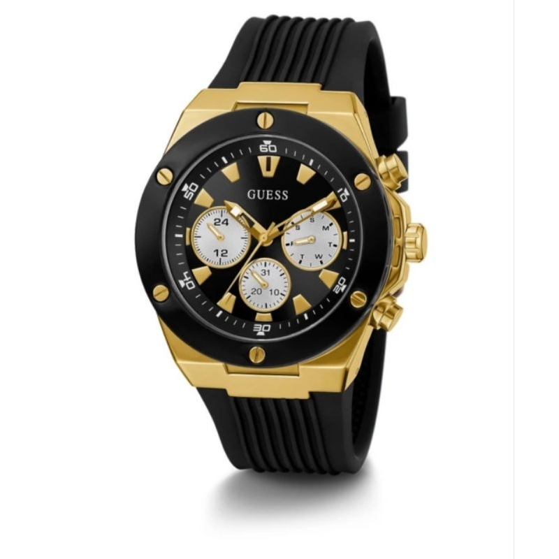 GUESS GW0057G1 Original POSEIDON Jam Tangan Pria Analog BLack Gold