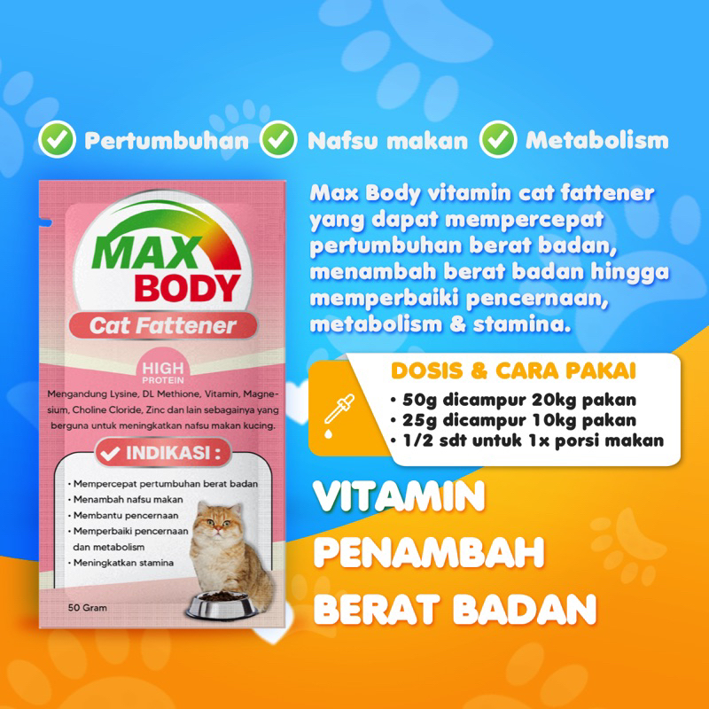 Suplemen Penggemuk Kucing MAX BODY CAT penambah nafsu makan