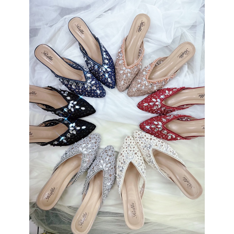 RATTU BOUTIQUE- Termurah!!! Heels 7cm brukat payet Lesti 7 warna series / sepatu pengantin/ sepatu wisuda / sepatu kondangan / wedding shoes