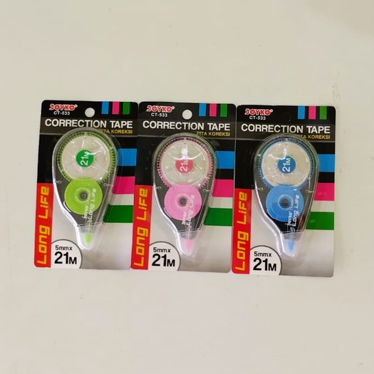 

Correction Tape Joyko Tipe CT-533 Long Life 21m Pita Koreksi