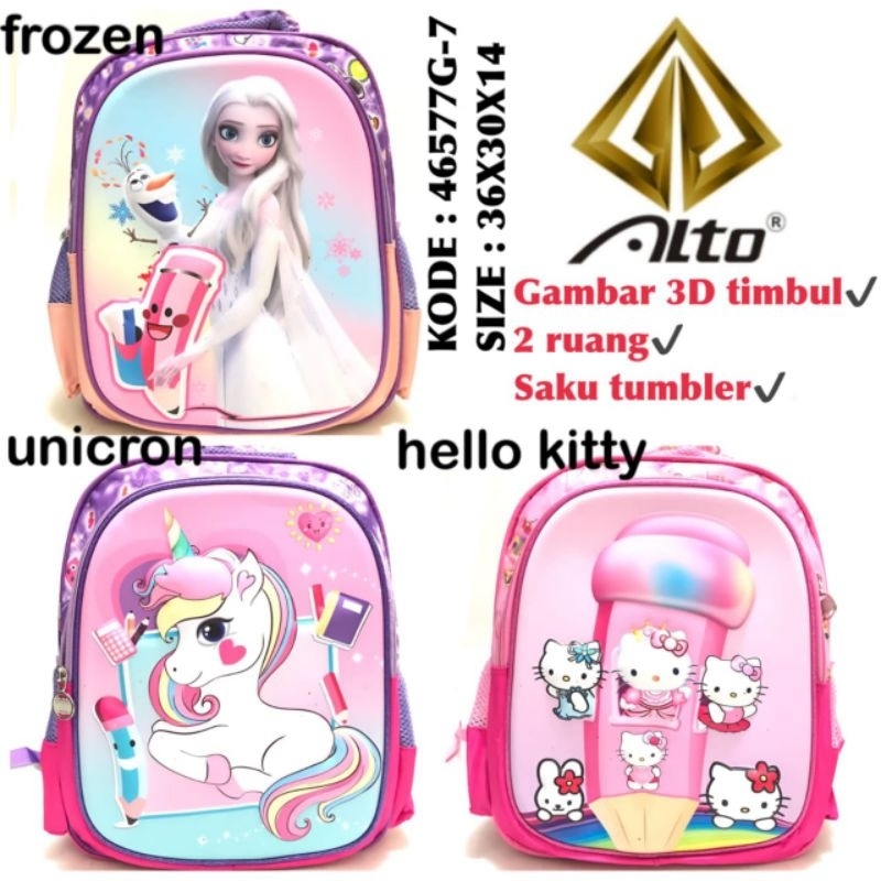 TAS SEKOLAH ANAK TK CEWEK KARATER BY ALTO 46577G-7.