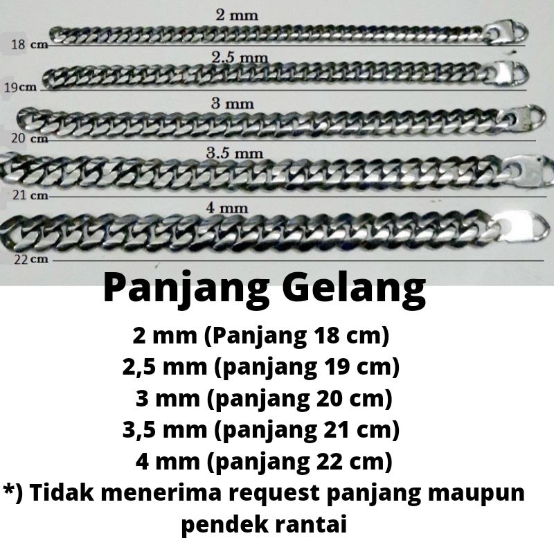 Gelang Rantai Pria 100% Monel Asli