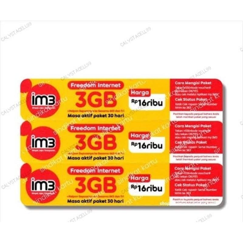 VOUCHER INDOSAT 3GB 30 Hari FREDOOM