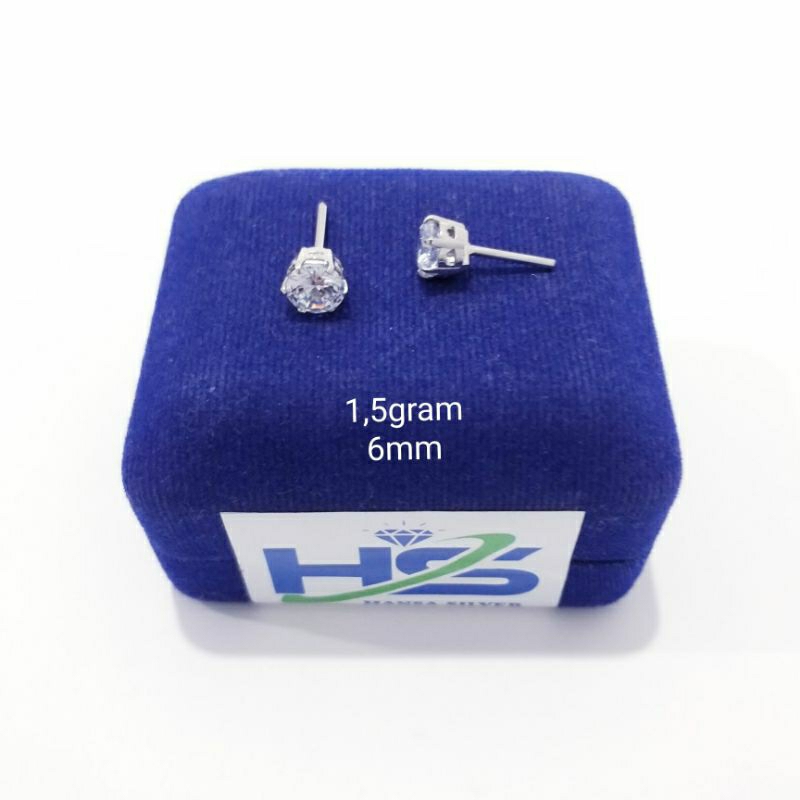 Anting Perak Asli Silver 925 Lapis Emas Putih Model Giwang Tusuk Desi - Anting Wanita Anti Karat