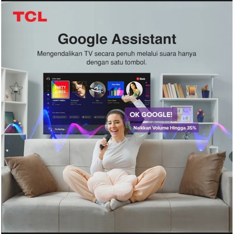 TV TCL 50A28 50&quot; Google TV 4K UHD HDR 10+ Dolby Garansi Resmi