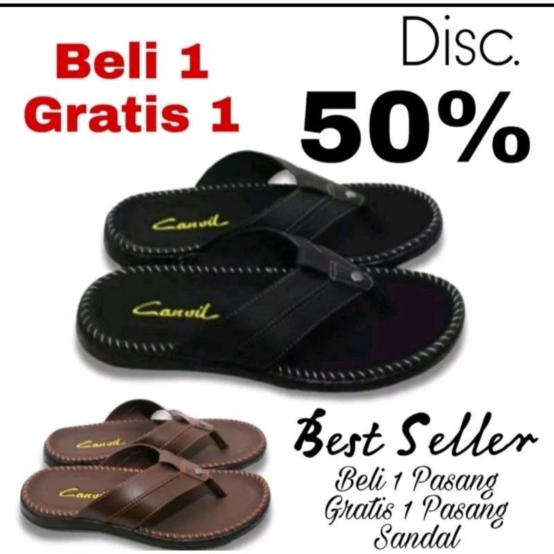 SANDAL JAPIT KULIT PRIA BELI 1 GRATIS 1