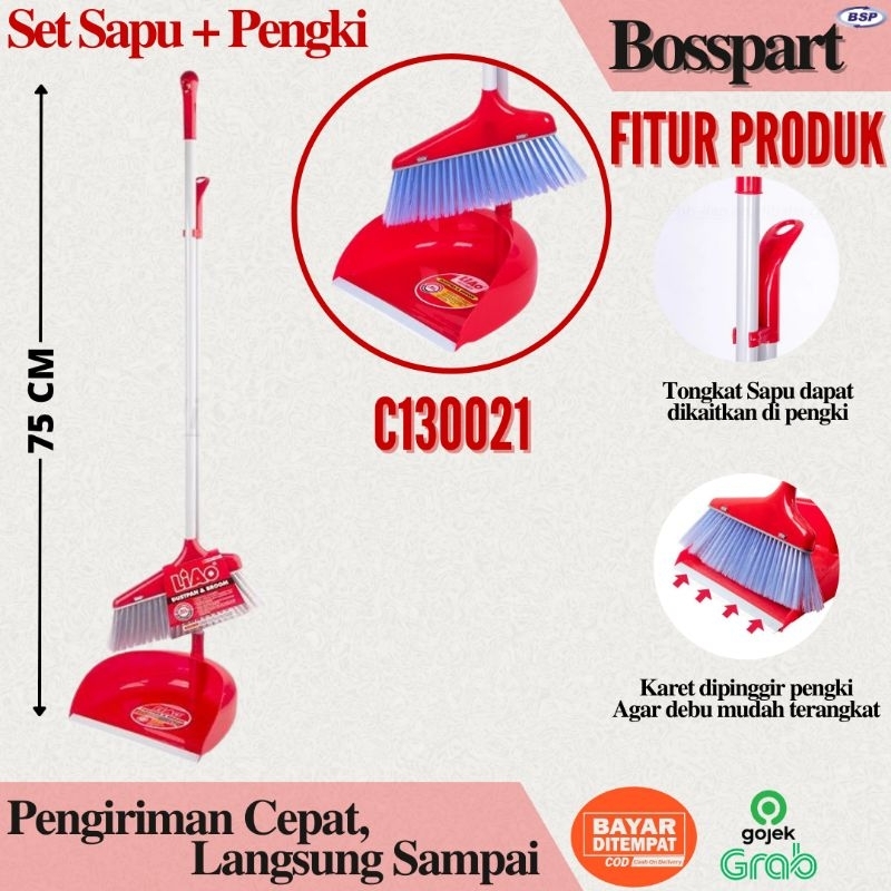 LIAO Sapu Lantai dengan Pengki Set Broom Serbaguna