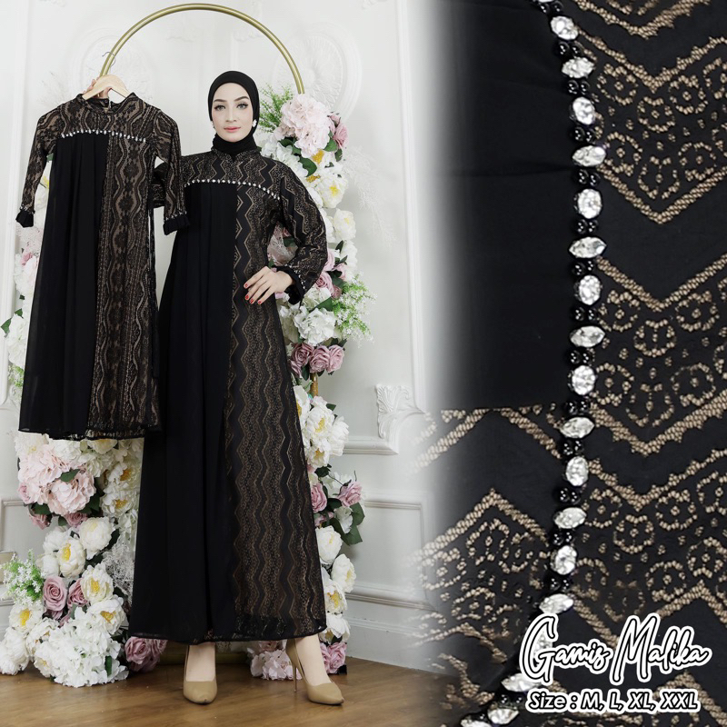 Couple Gamis  Malika / Kebaya Couple Ibu dan Anak Perempuan / Kebaya Gamis Modern / Gamis Pesta Mewah / Gamis Brukat