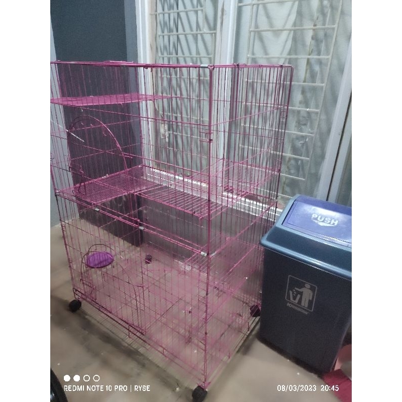 Kandang Kucing Besi murah kuat untuk kucing tebal Besar. Tingkat 4.+ tempat kotoran kucing dibawahny