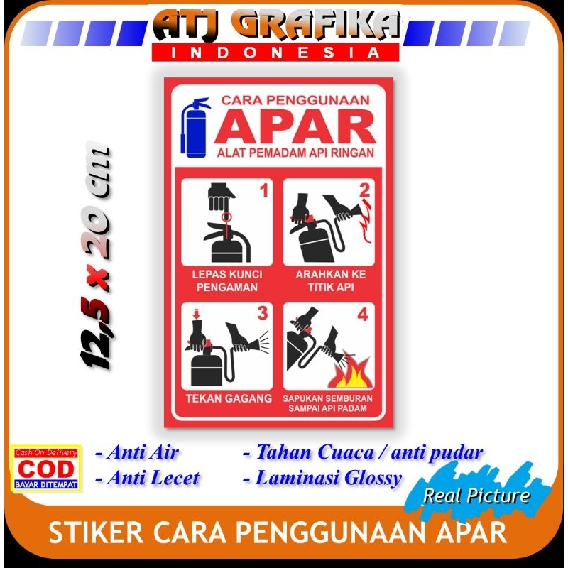 

Stiker cara penggunaan APAR sticker petunjuk alat pemadam api ringan k3