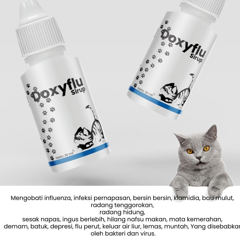 DOXYFLU obat flu kucing pilek bersin demam sirup cair AMPUH FLUCAT Obat Kucing Anti Flu Pilek Beler Bersin Kitten Cat FLU CAT