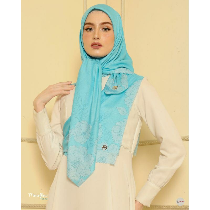 Hijab Voal Premium Monogram Monoflow Tosca