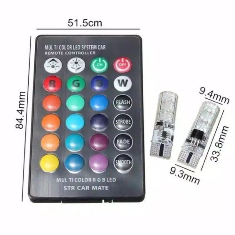 TERMURAH Sen Jelly Sen Senja Kota Remote RGB T10 DC 12V Isi 2 Pcs 16 Warna Sen Jelly Remote