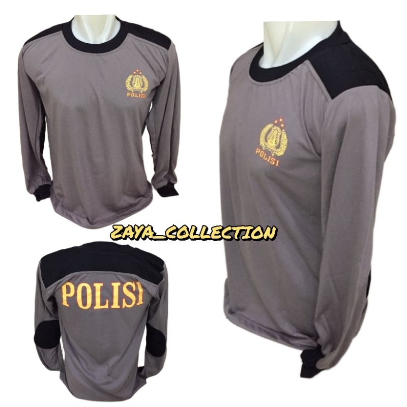 Kaos lapangan Polisi coklat - hitam lengan panjang | kaos penembak polisi