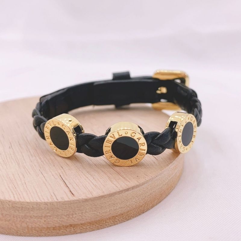 Gelang Kulit Hitam Motif Bvl Gelang kulit kepang Gelang Kulit Mix Titanium  branded band bahan kulit Premium Quality G119