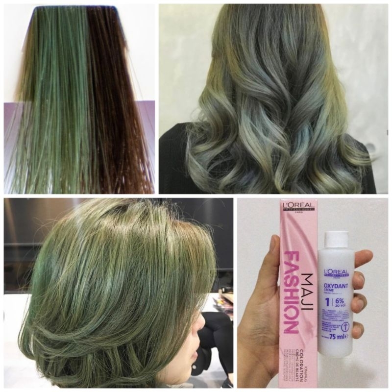 L'oreal Maji Fashion P8.10 Smoky Blue Ash Green Dark Brown Hair Dye Cat Semir Rambut Warna Hijau Mat