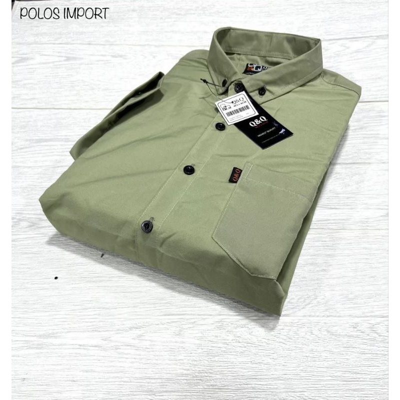 kemeja hijau pria lengan panjang lengan pendek hijau sage polos slimfit hem cowok tangan panjang pen