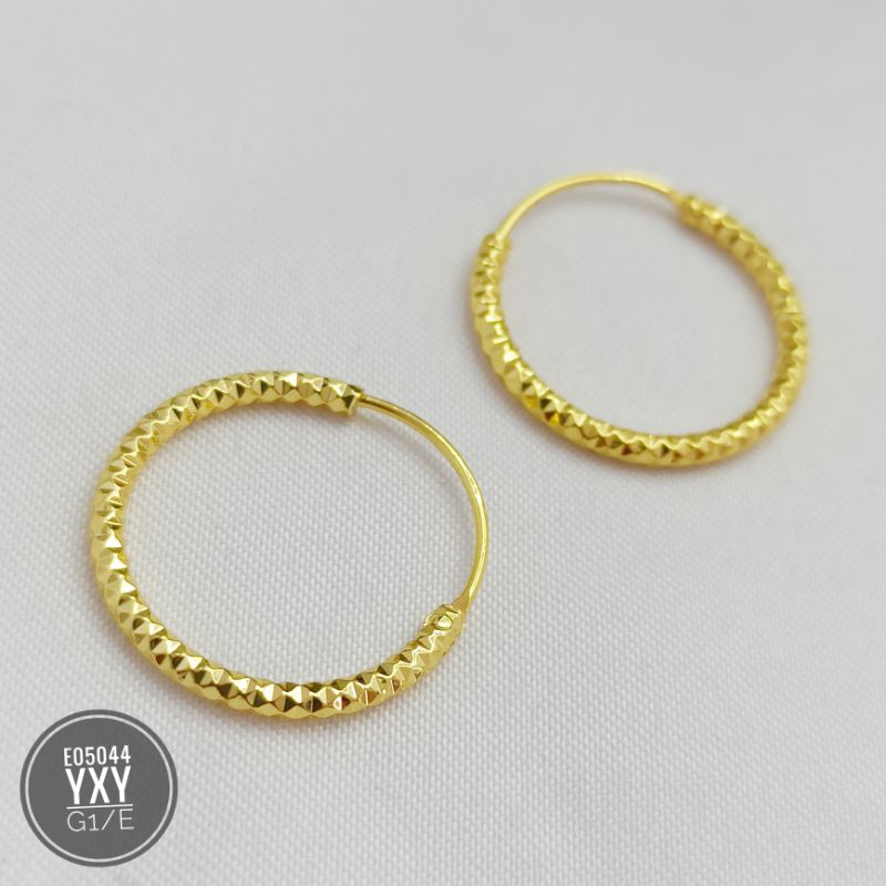 Anting yaxiya bulat gipsy warna 24k gold (uk 2,0 mm) E05044