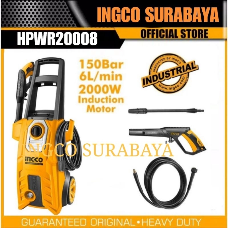 INGCO HPWR20008 JET CLEANER BRUSHLESS 150 BAR MESIN STEAM CUCI MOBIL MOTOR