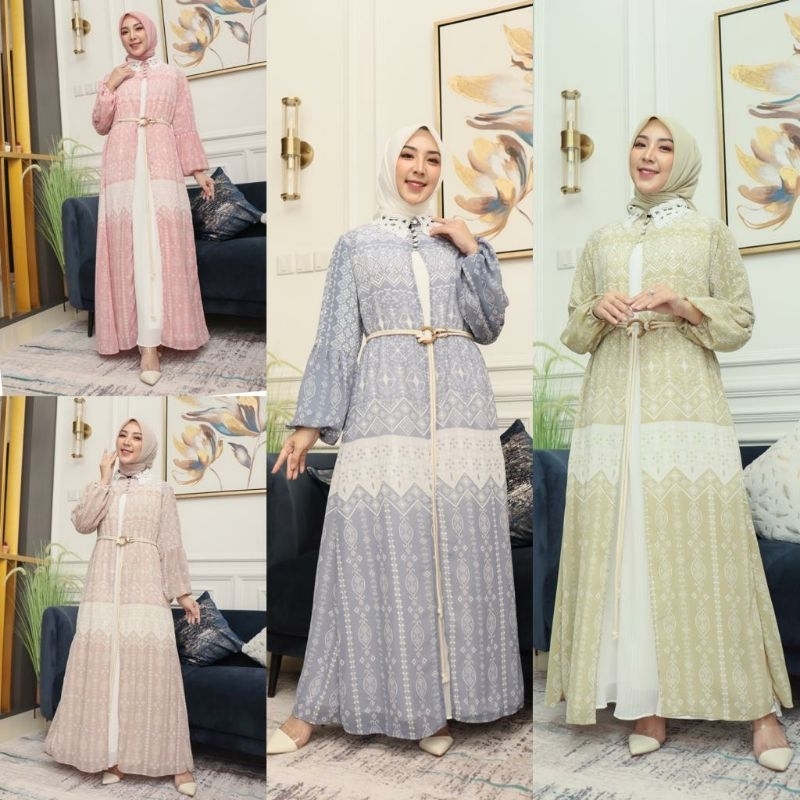 GAMIS DRESS KARLA CERUTI MOTIF PLISKET INER+OUTER