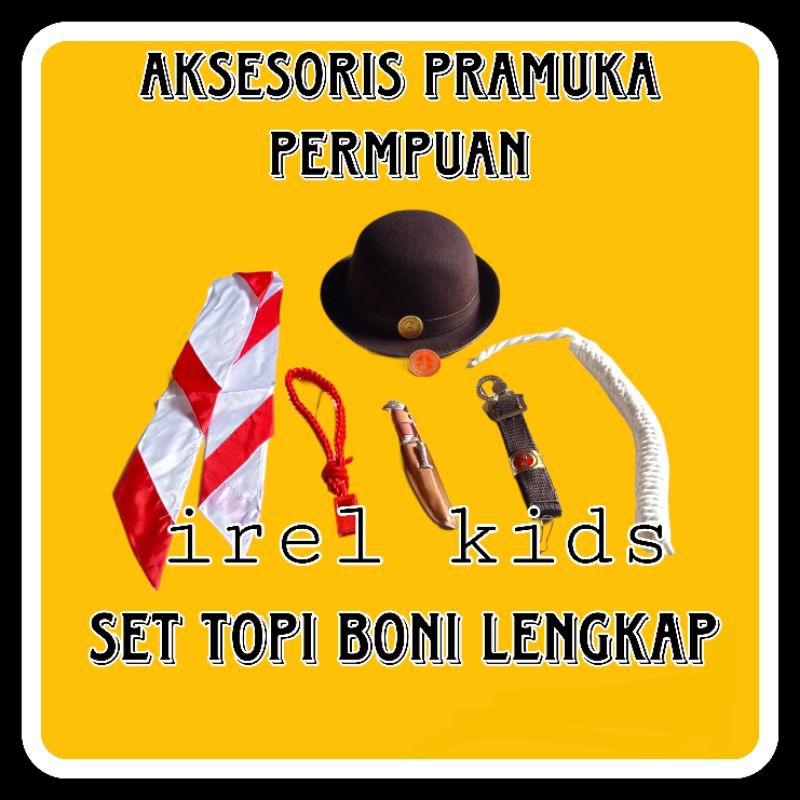 Perlengkapan Alat Pramuka Topi Boni Perempuan Lengkap