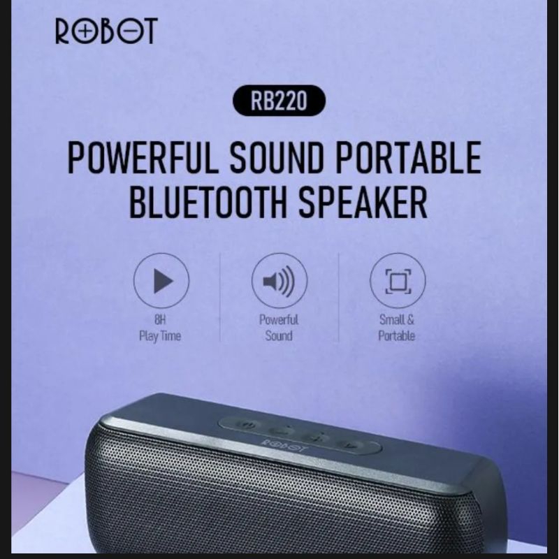 Speaker Buetooth Wireless  ROBOT RB220 . Speaker Bluetooth 5.0 super Bass Original