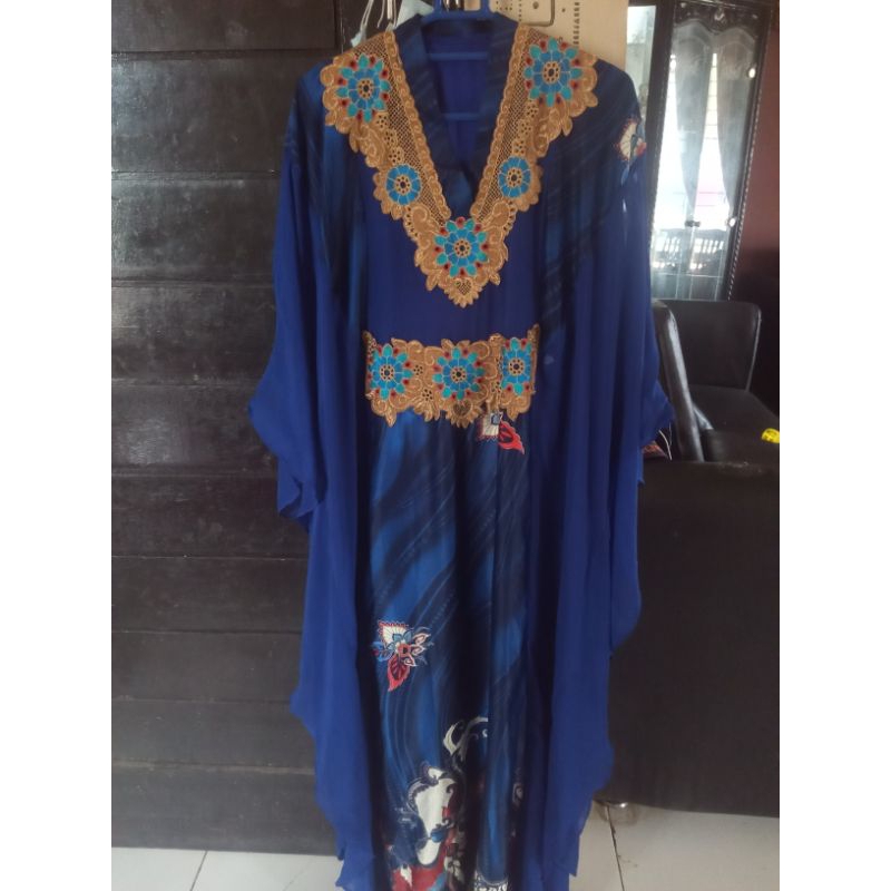 Dress kaftan biru/ gamis kaftan