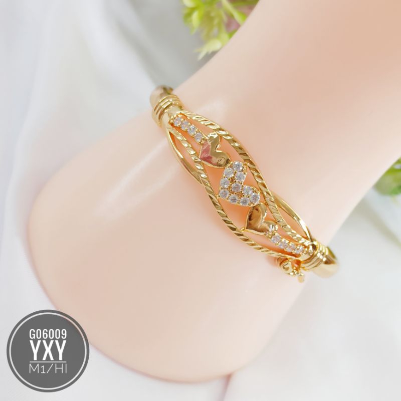 Gelang yaxiya bangle motif permata gold G06009