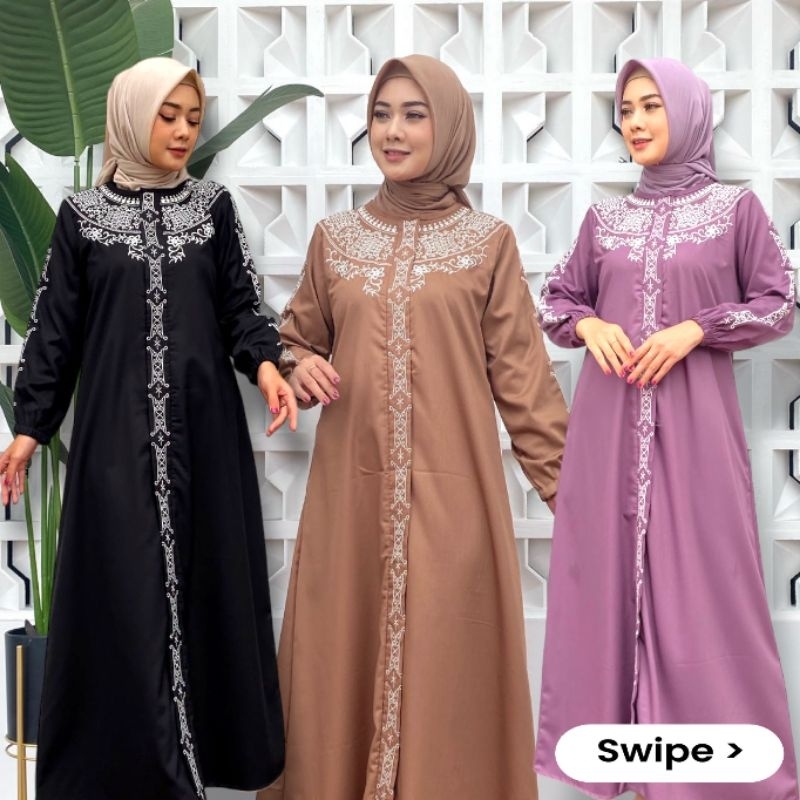 GAMIS BORDIR TOYOBO| GAMIS SYAR'I WANITA , GAMIS TOYOBO KOMBINASI BORDIR TERBARU