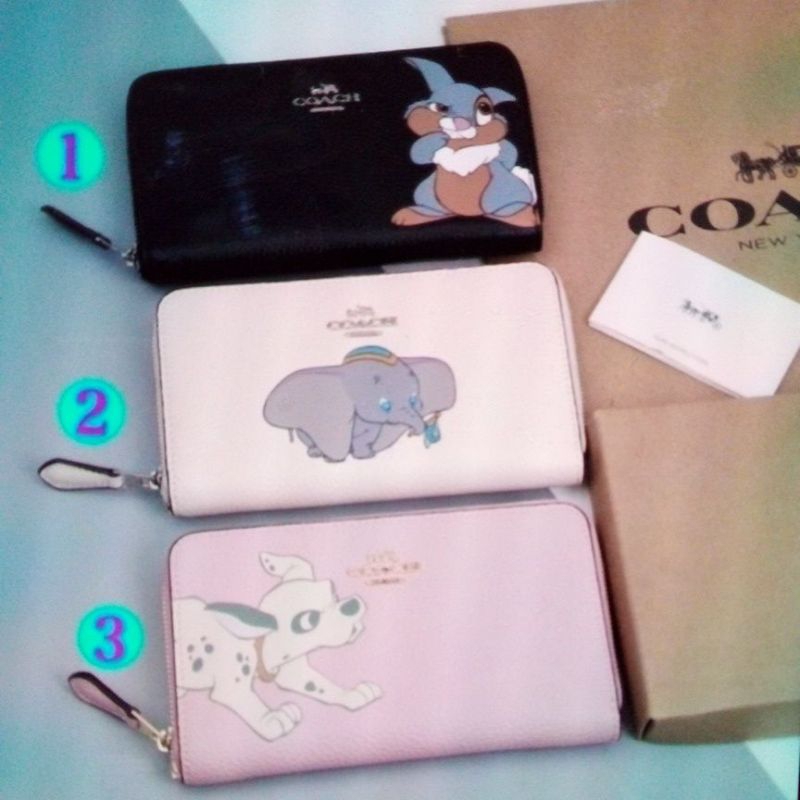 coach x disney wallet pebbled leather medium zip arround original
