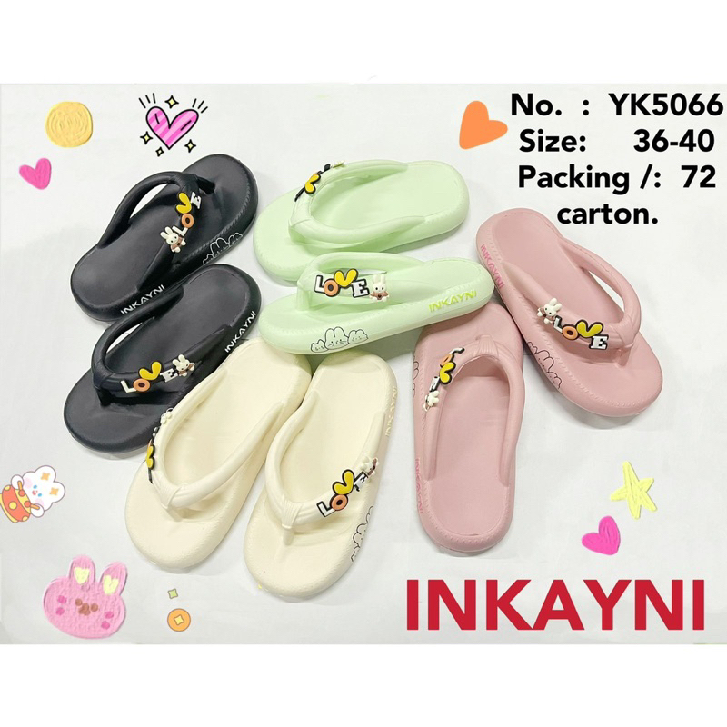 Sandal jelly jepit sendal anak perempuan dan dewasa motif kelinci love, sandal lucu dan empuk