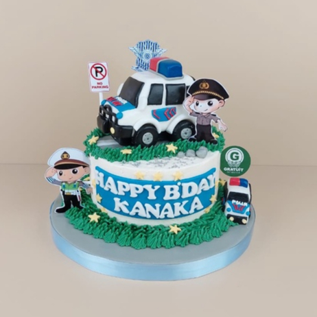

CAKE TEMA MOBIL DAN POLISI UK 15CM / KE ULANG TAHUN