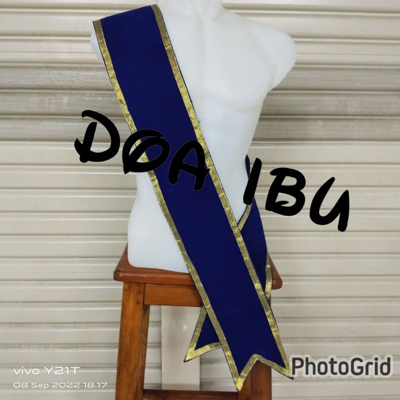 

best seller slempang wisuda slempang bludru polos warna biru