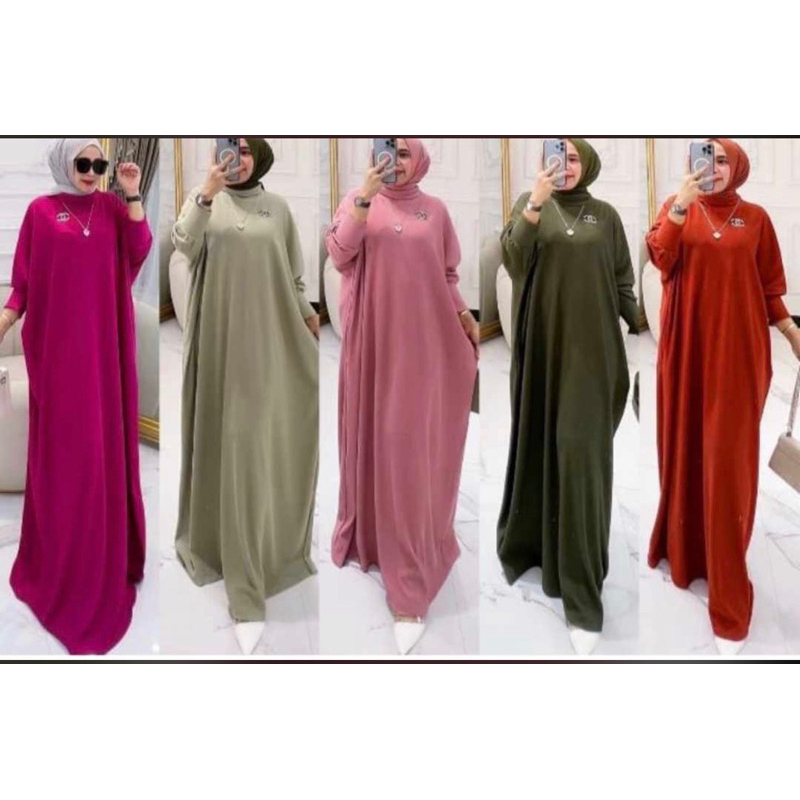 DRESS KNIT RAJUT GAMIS MAXI MODEL KALONG BATWING JUMBO BIGSIZE PANJANG LEMBUT GAMKAL MODELLANO RIB KNIT