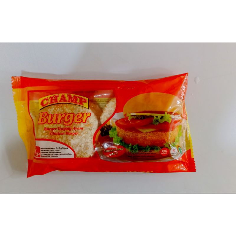 

champ burger 315gr burger daging ayam 6s