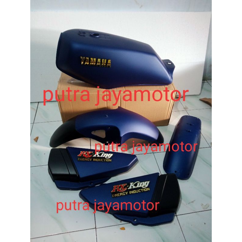 cover body bodi fulset Yamaha RX king warna biru doff set emblem RX king emblem Yamaha