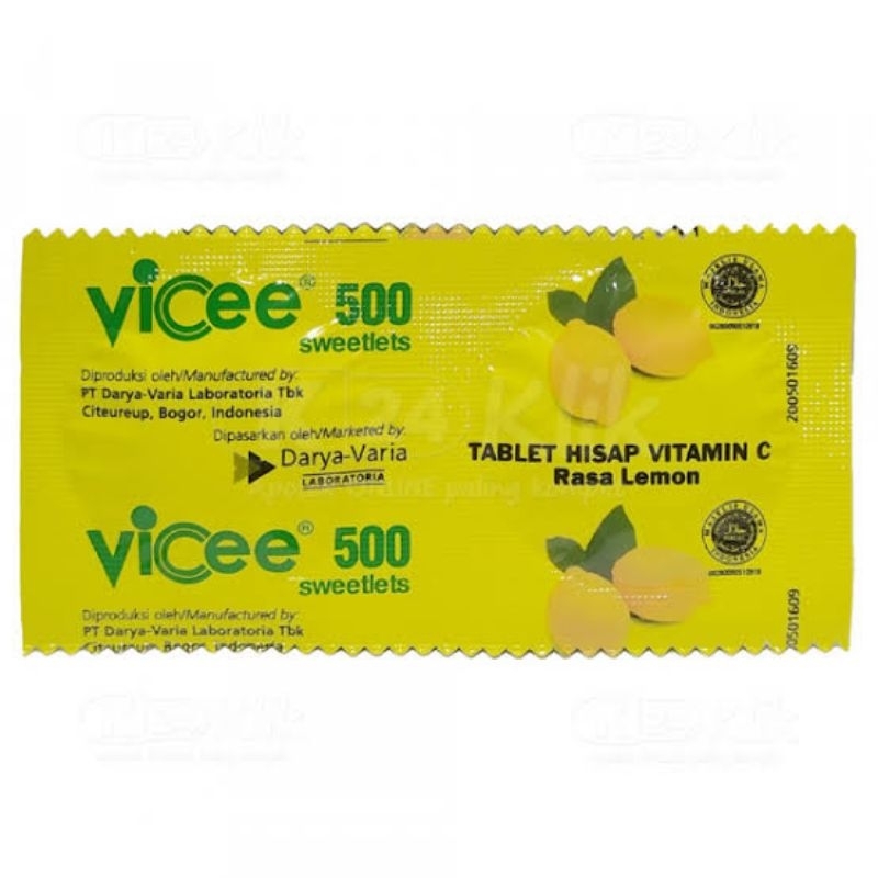 (1 Strip / 2 Tablet) Vicee Vitamin C 500mg rasa Lemon