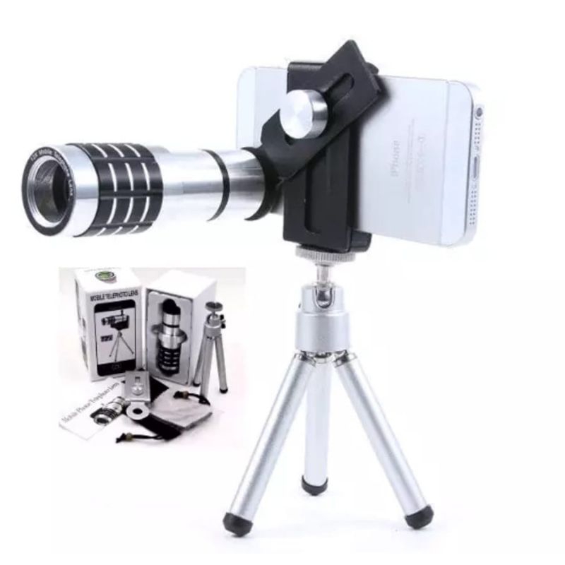 Lensa Telezoom 12X Mobile Phone Universal Tripod dan jepit ORY
