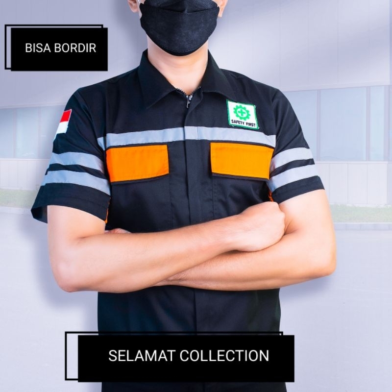 Baju safety terbaru lengan pendek.seragam safety wearpack